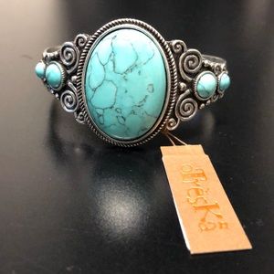 Treska Turquoise & Silver Cuff Bracelet